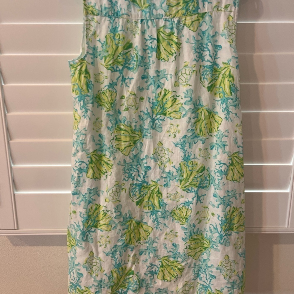 J. Jill Green and Blue Floral Midi Dress linen - Picture 4 of 5